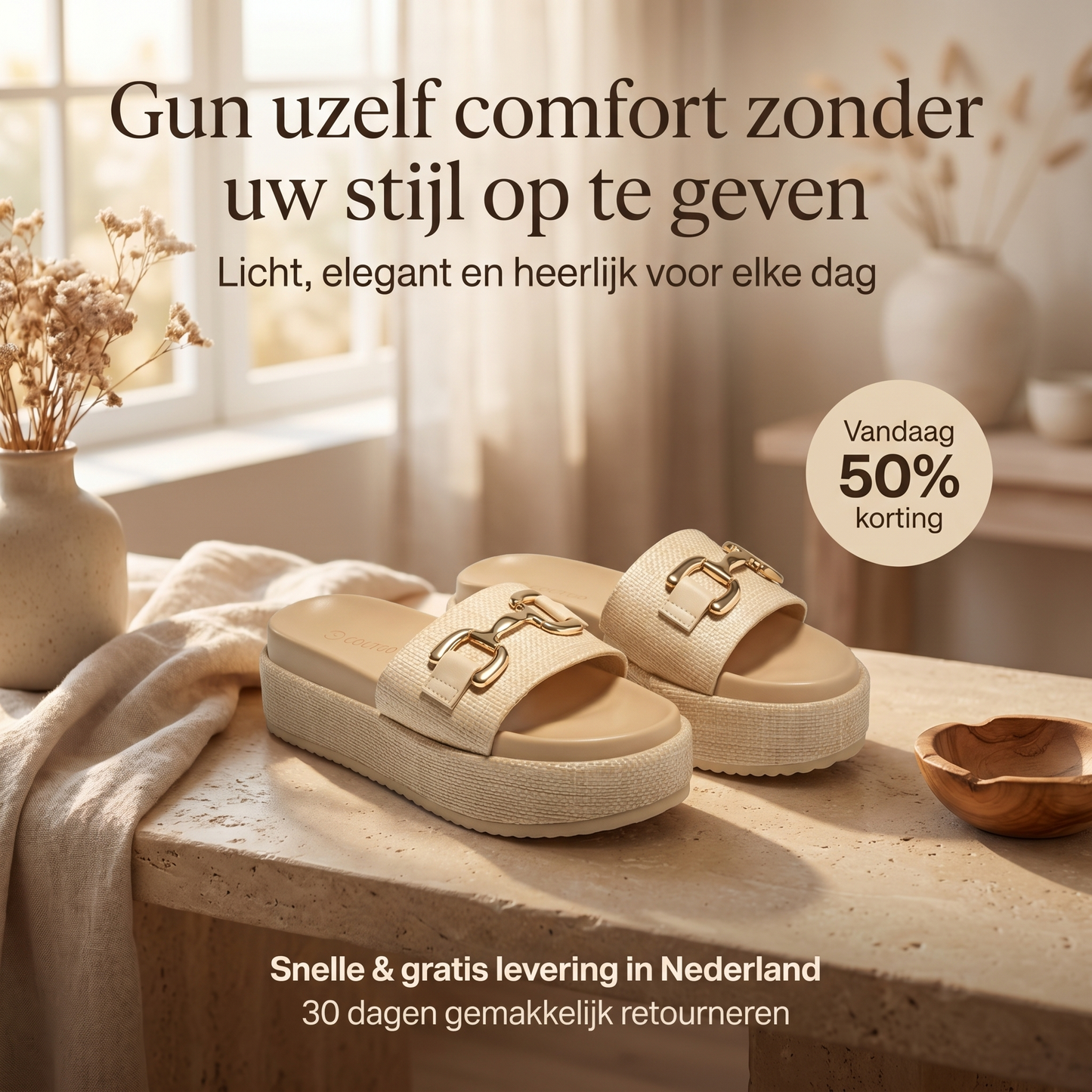 Eline - Orthopedisch geïnspireerde plateau slippers