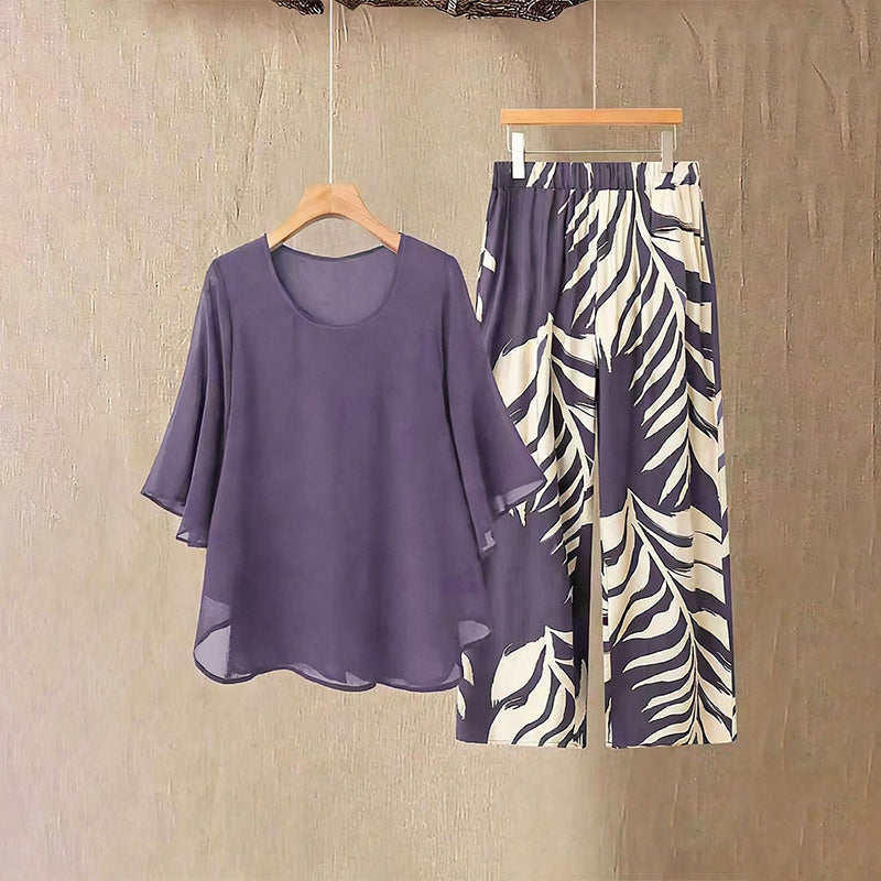 Amélie - Elegante tweedelige dames set met wijde broek
