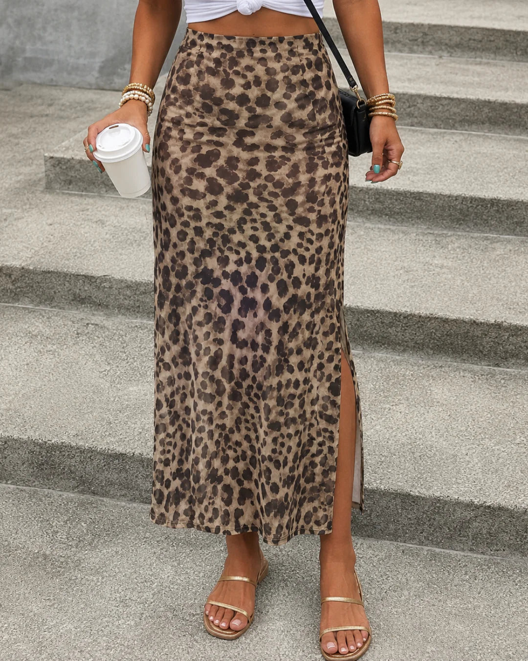 Leona - Midi rok met luipaardprint