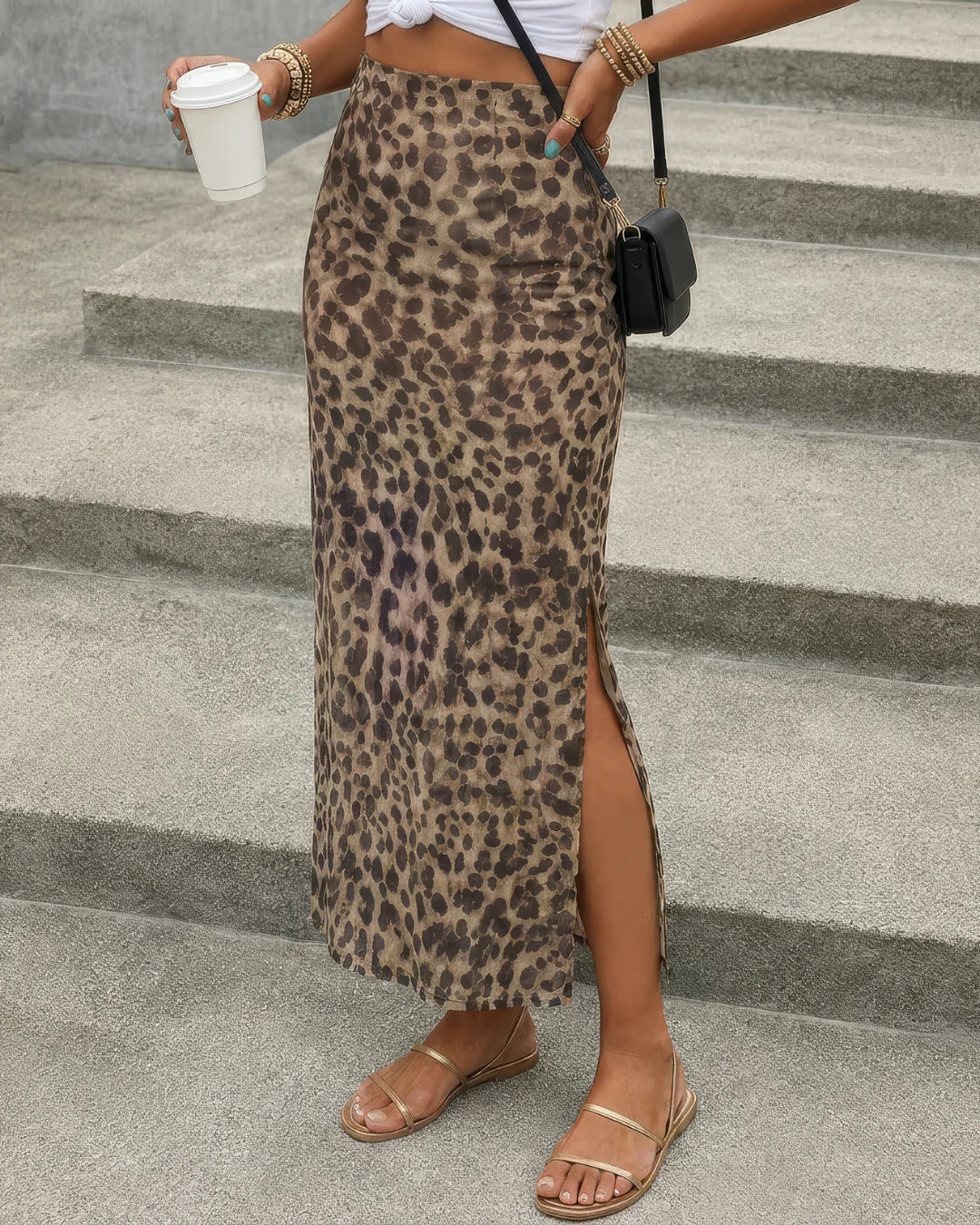 Leona - Midi rok met luipaardprint