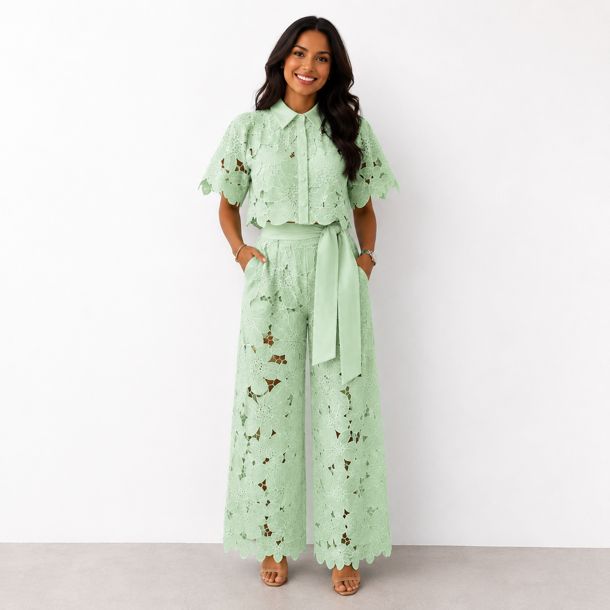 Isabela - Tweedelige kanten dames set