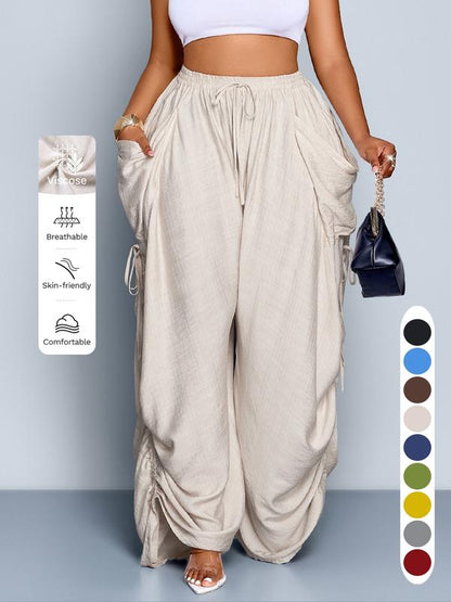 Mara - Luchtige wijde broek met koordsluiting