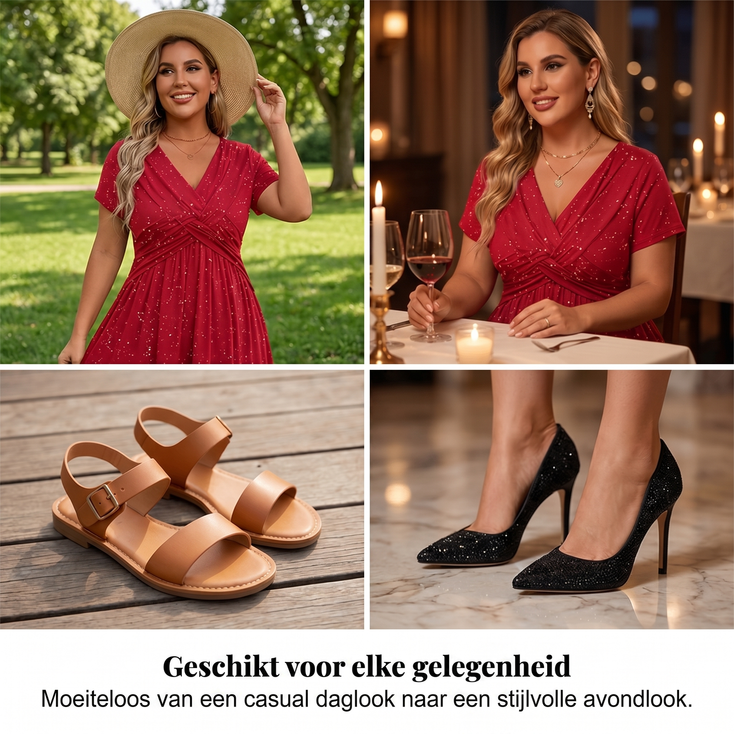 Valeria - Elegante glitterjurk met V-hals