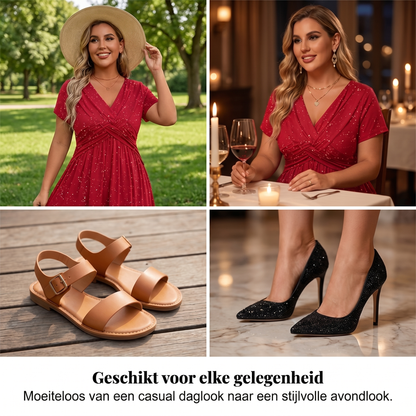 Valeria - Elegante glitterjurk met V-hals