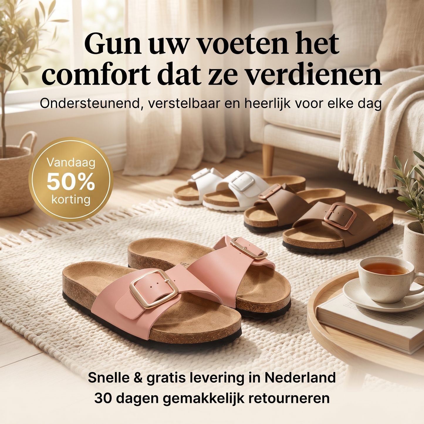 Liora - Orthopedisch geïnspireerde verstelbare slippers