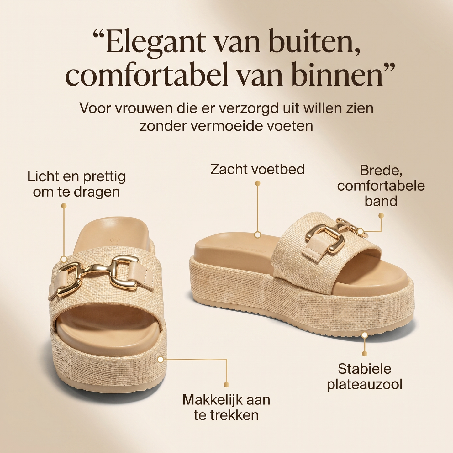 Eline - Orthopedisch geïnspireerde plateau slippers