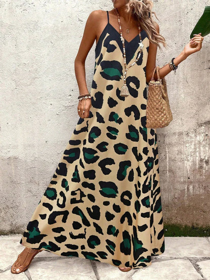 Wilda - Losvallende maxi jurk met print