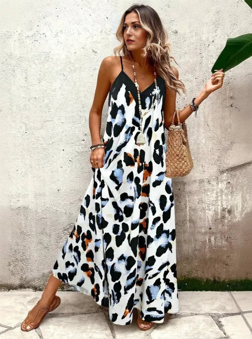 Wilda - Losvallende maxi jurk met print
