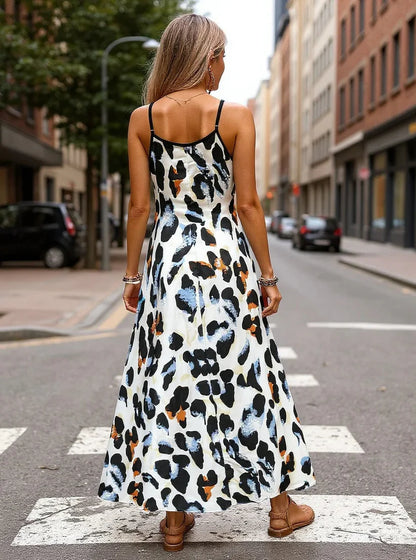 Wilda - Losvallende maxi jurk met print