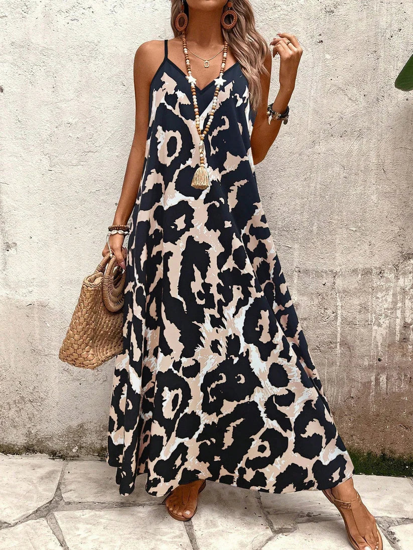Wilda - Losvallende maxi jurk met print
