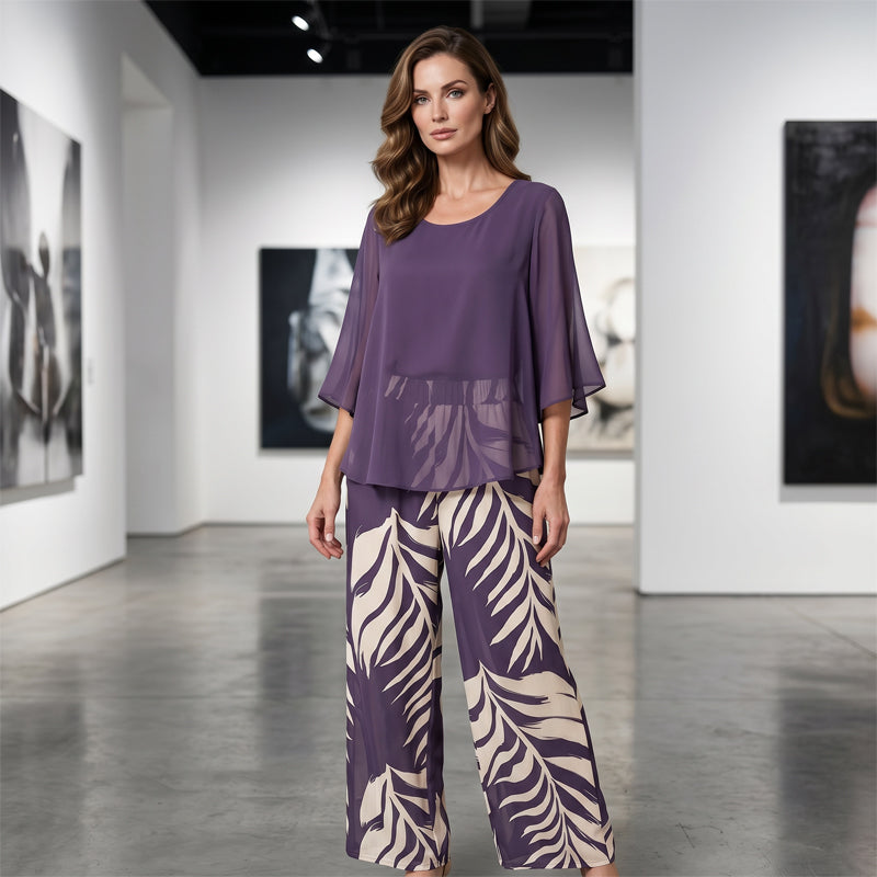 Amélie - Elegante tweedelige dames set met wijde broek