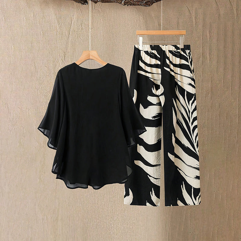 Amélie - Elegante tweedelige dames set met wijde broek
