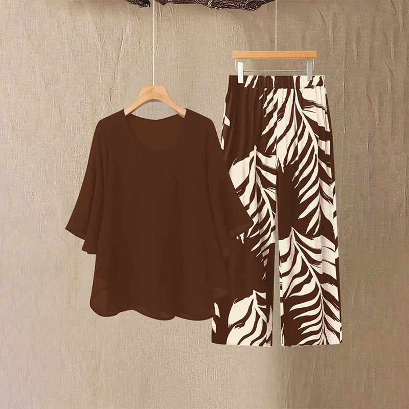 Amélie - Elegante tweedelige dames set met wijde broek