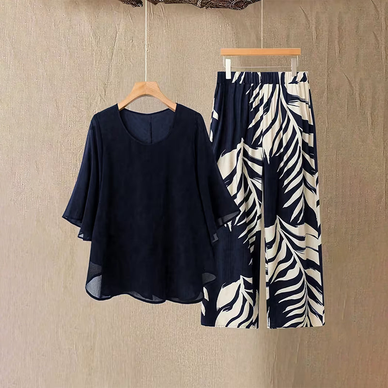 Amélie - Elegante tweedelige dames set met wijde broek