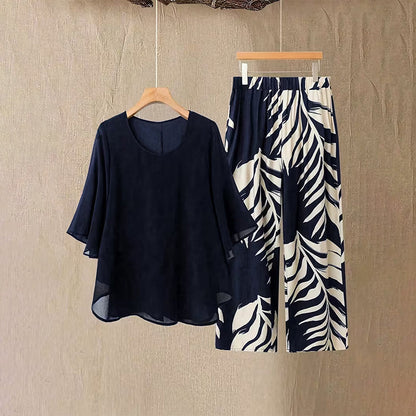 Amélie - Elegante tweedelige dames set met wijde broek