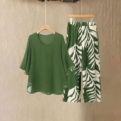 Amélie - Elegante tweedelige dames set met wijde broek
