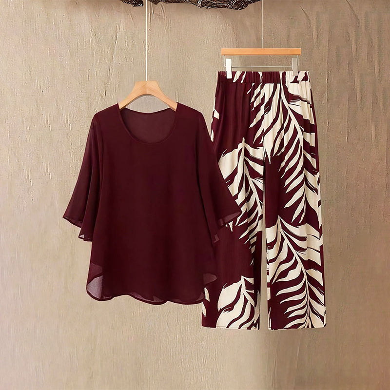 Amélie - Elegante tweedelige dames set met wijde broek